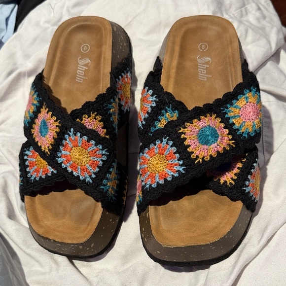 Colorful Crochet Women's Sandals granny squares Sz.8 - Picture 3 of 16